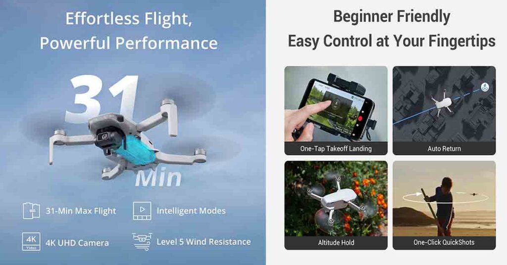 Specta Mini Drone Combo with 4K Camera & 62-Min Flight