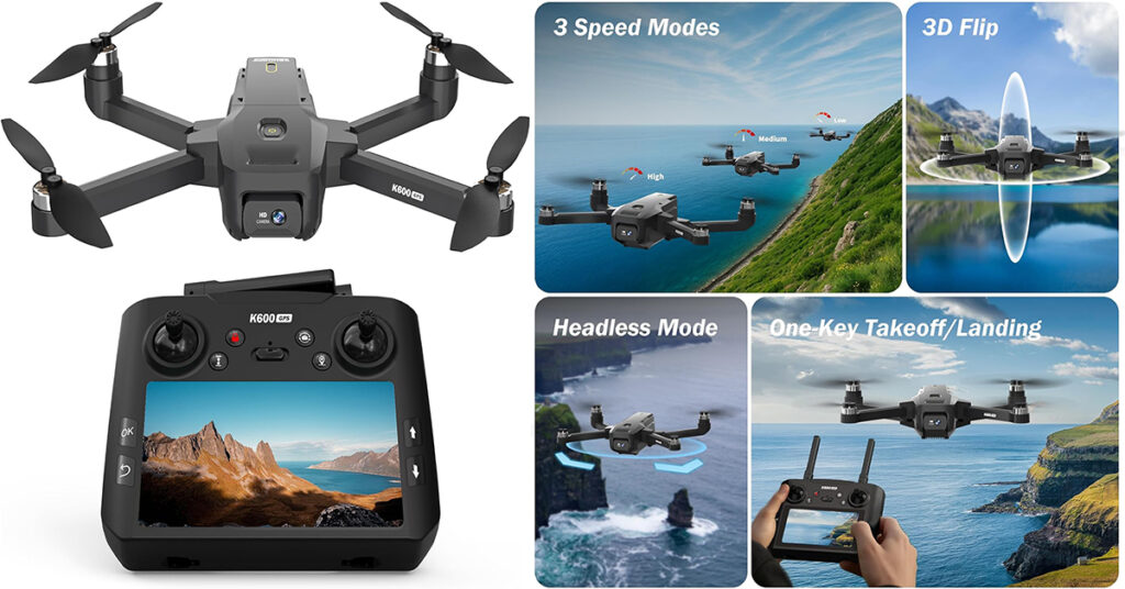 GPS drone with EIS camera review showing a foldable camera drone with GPS, Auto Return, and beginner-friendly flight features